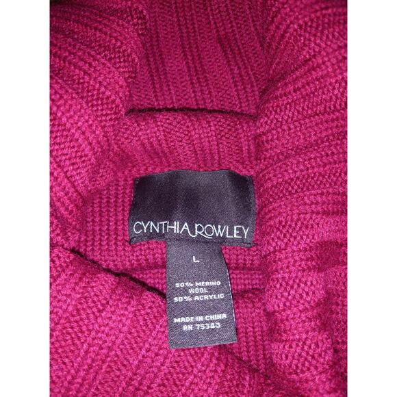 EUC Cynthia Rowley Cable Knit Turtleneck Sweater Dress - Maroon - Picture 7 of 7